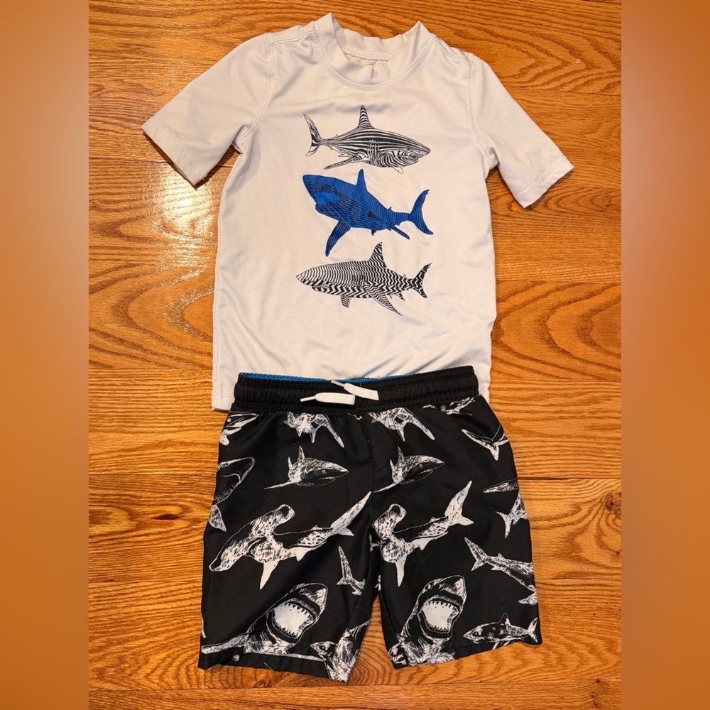 Boys Shark Swim Set - Trunks and Rash Guard